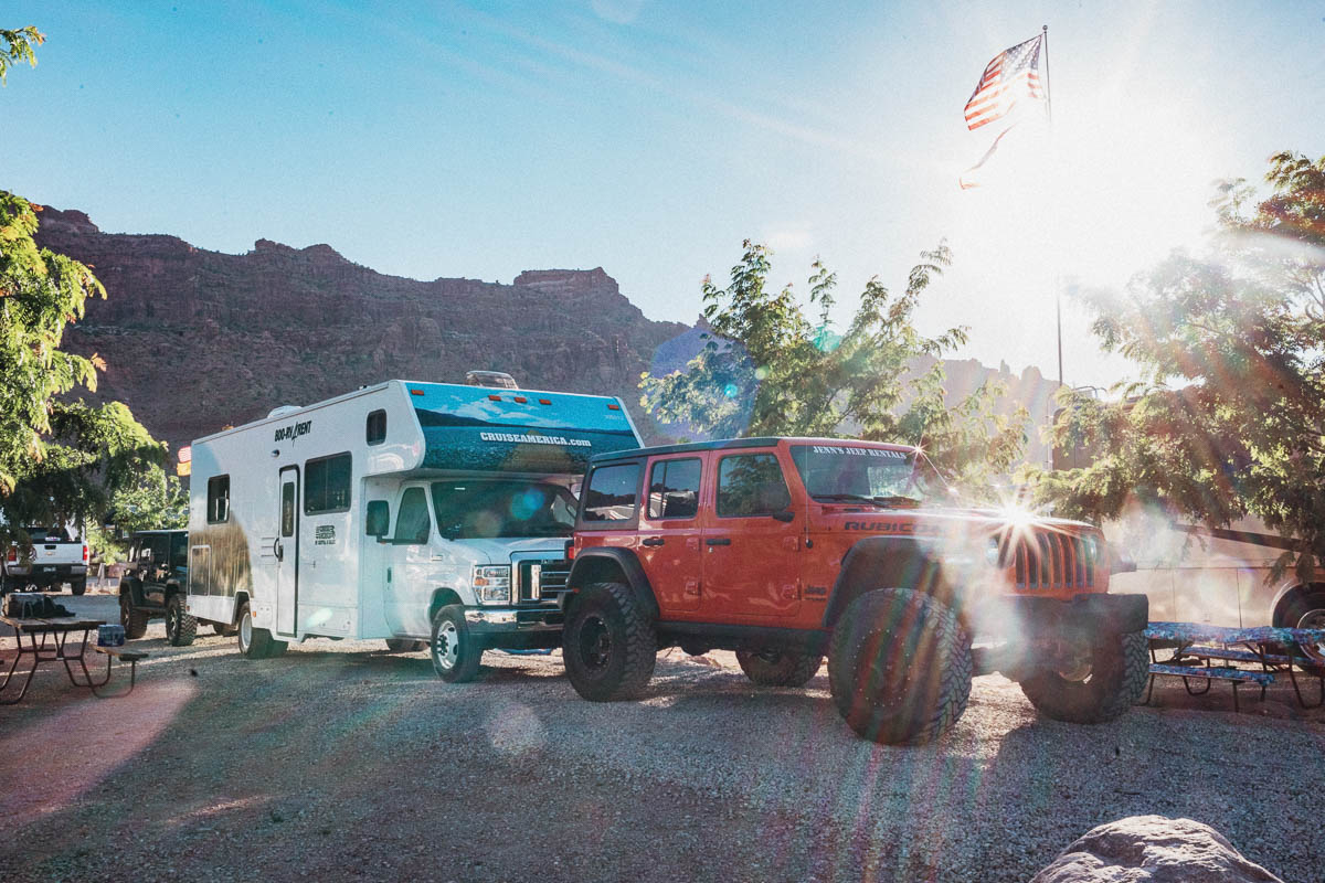 Vår husbil på campingen i Moab